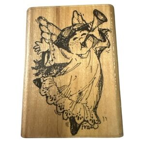Stampendous E10 Angel Toot Wood Mounted Rubber Stamp Vintage 1989
